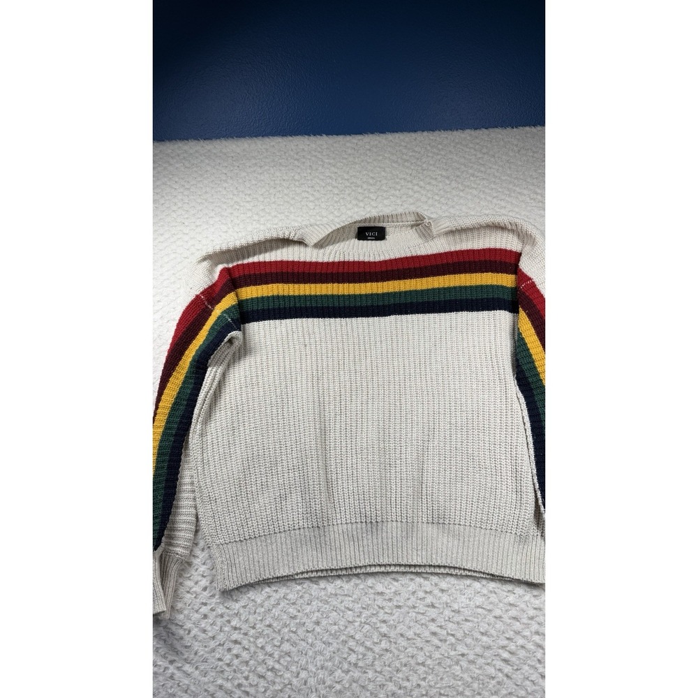 VICI Collection Women's Striped Sweater Size Small EUC Rainbow
